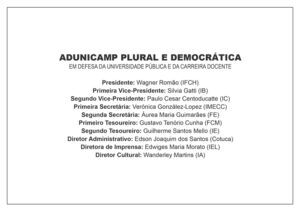 2018 05 21 site CONVITE POSSE 2018 2020 frente — COMUNICADO DA CHAPA 1- ADUNICAMP PLURAL E DEMOCRÁTICA (21/5) — ADunicamp