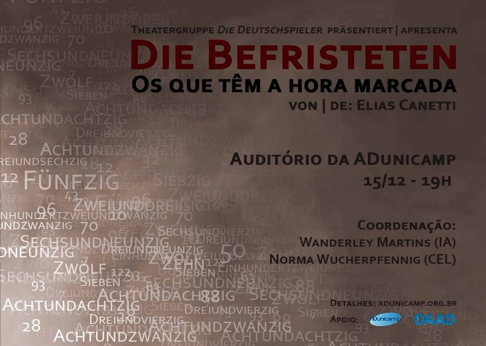 teatro 2017 — Teatro na ADu | Theatergruppe “Die Deutschspieler” apresenta: Die Befristeten / Os que têm a hora marcada — ADunicamp