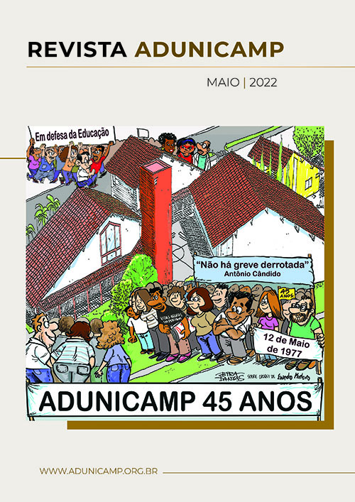 2022 05 04 revista ADunicamp 45anos diagramacao capa — Revista ‘ADunicamp 45 Anos’ relata momentos importantes da história da entidade, até os tempos de pandemia — ADunicamp