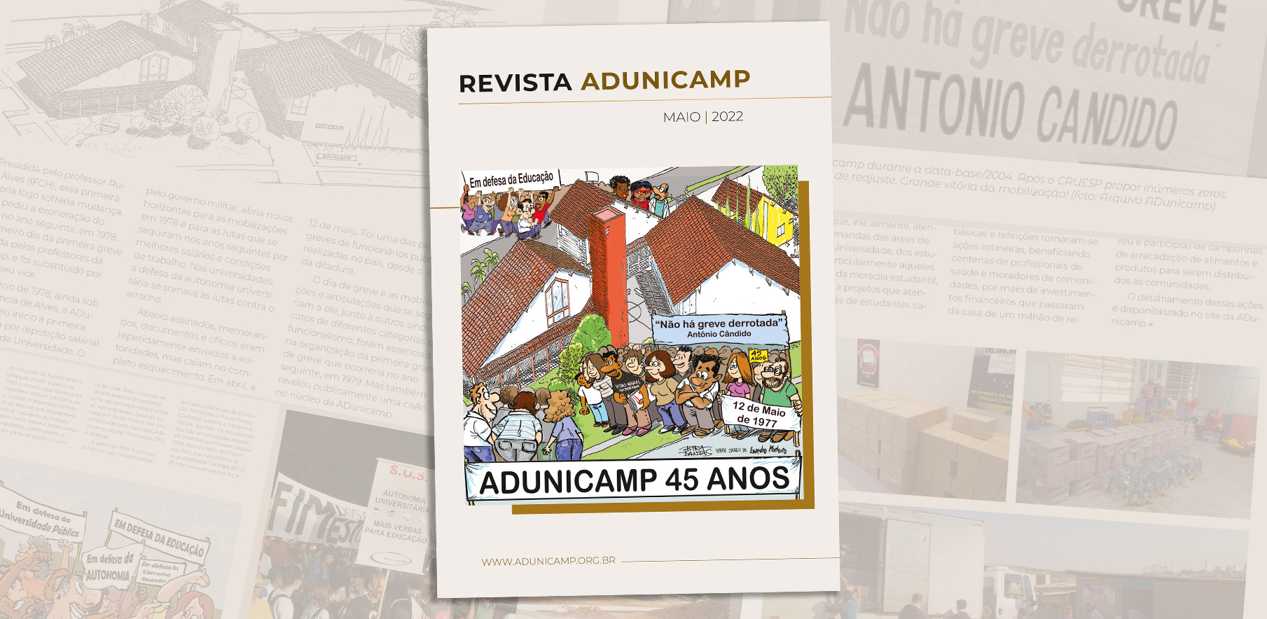 2022 05 12 revista 45 anos ADunicamp — Revista ‘ADunicamp 45 Anos’ relata momentos importantes da história da entidade, até os tempos de pandemia — ADunicamp