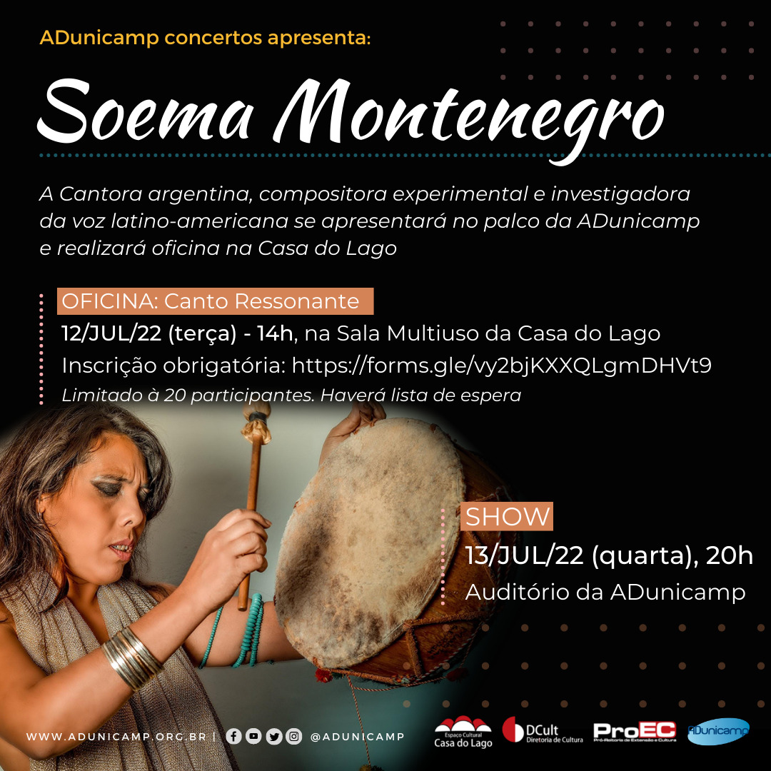 2022 Cultura final 1 — ADunicamp recebe a cantora argentina Soema Montenegro — ADunicamp