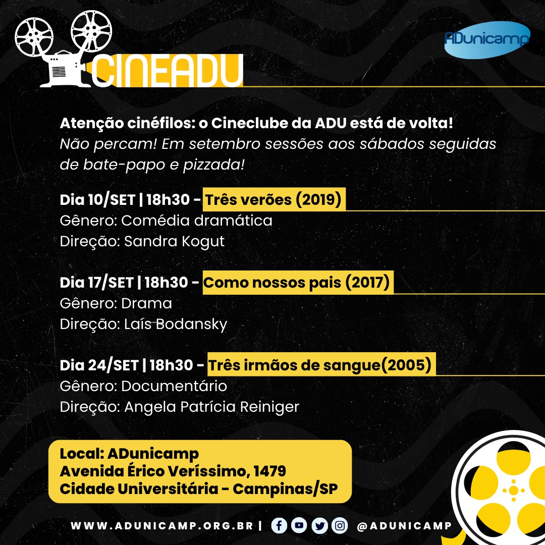cinema1 — Atenção cinéfilos: o Cineclube da ADU está de volta! — ADunicamp